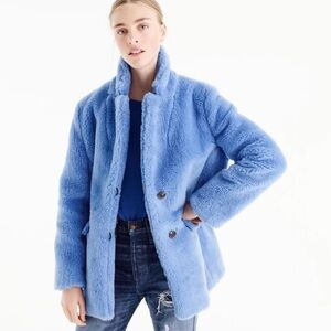 blue fur coat